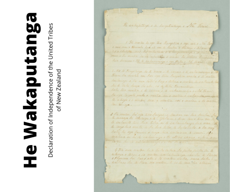 He Wakaputanga o te Rangatiratanga o Nu Tireni / The Declaration of